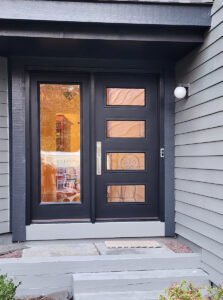 Guardian Double Door - 4 Lite Spot Light Full Glass Inoperable Sidelite - Black - West Windsor