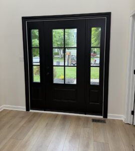 ProVia Legacy Steel Entry Door with Sidelites Cottage 6 Lite SDL Grids Coal Black - Chesterfield NJ