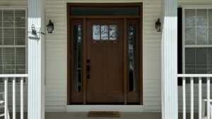 ProVia Signet Series Fiberglass Fir Grain Door with Sidelites Caramel Stain - Robbinsville NJ